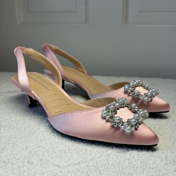 Adrienne Vittadini Shoes - Adrienne Vittadini - Satin Finish Soft Pink Kitten Heel